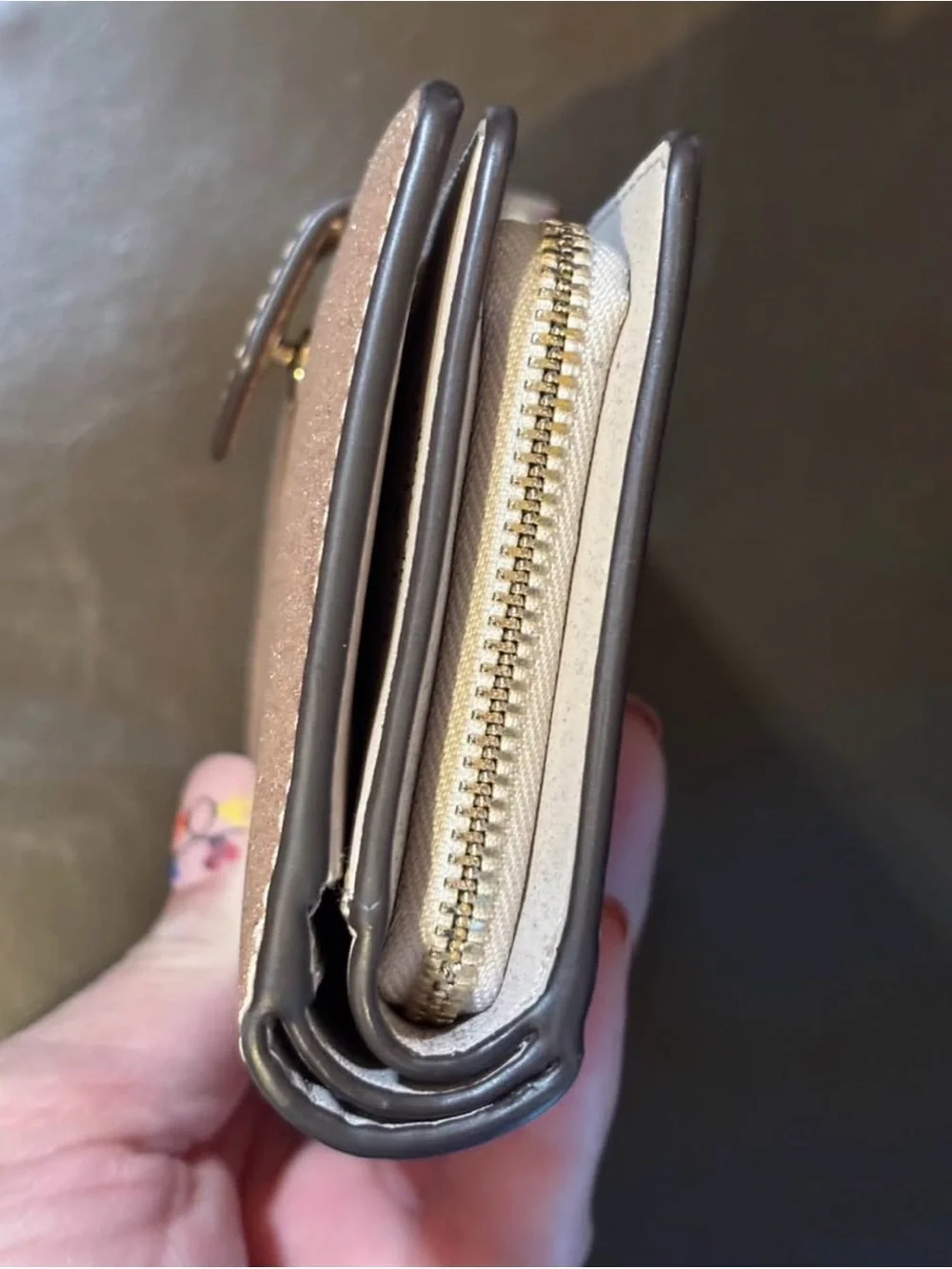 Kate Spade Rose Gold Glitter Medium Wallet